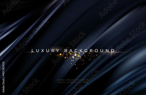 Black silk flowing wave luxury trendy background. Background for presentation, brochure, booklet, poster. Vector illustration