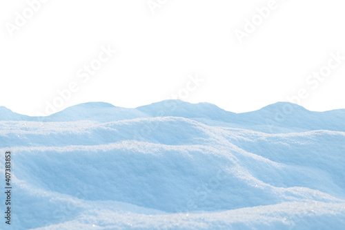 Heap of fluffy snow isolated on white