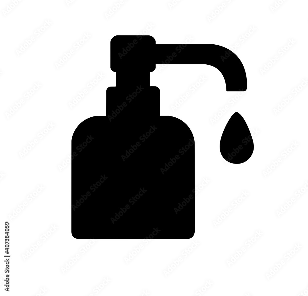 Black flat antiseptic sanitizer icon on white background Black flat antiseptic sanitizer icon on white background