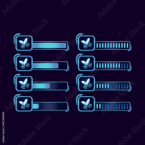 set of gui fantasy rpg blade sword progress bar for game ui asset elements vector illustration