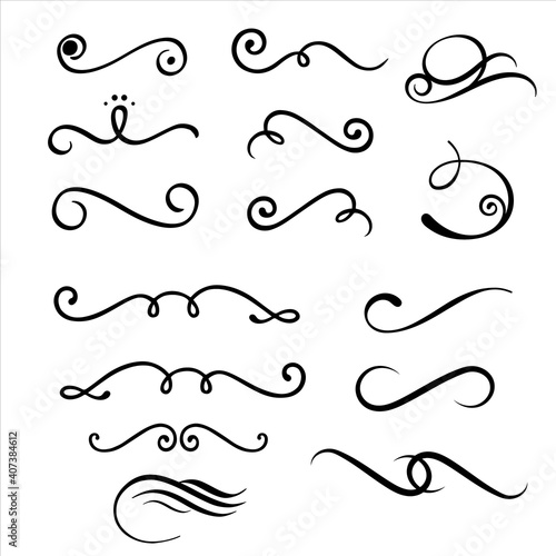 Vector set of calligraphic swirls or elements for design