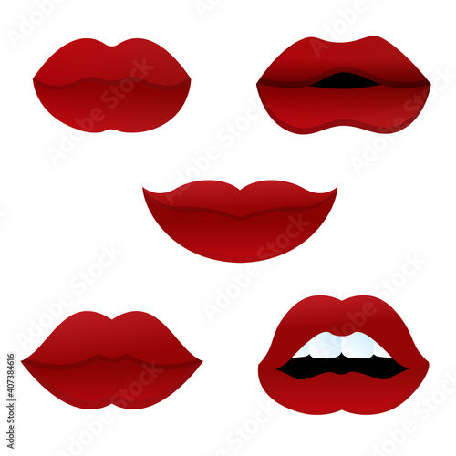 Vector set of  sexy red women lips