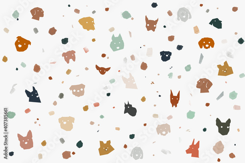 Photography Abstract colorful dogs terrazzo pattern background in neutral tones