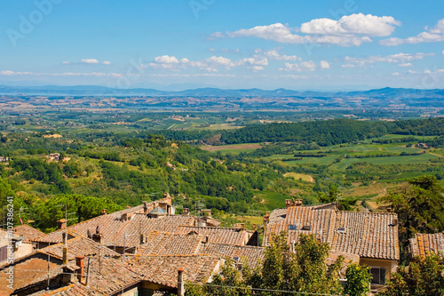 Canvas Print The late summer landscape around Montepulciano in Val d'Orcia, Siena Province, Tuscany, Italy