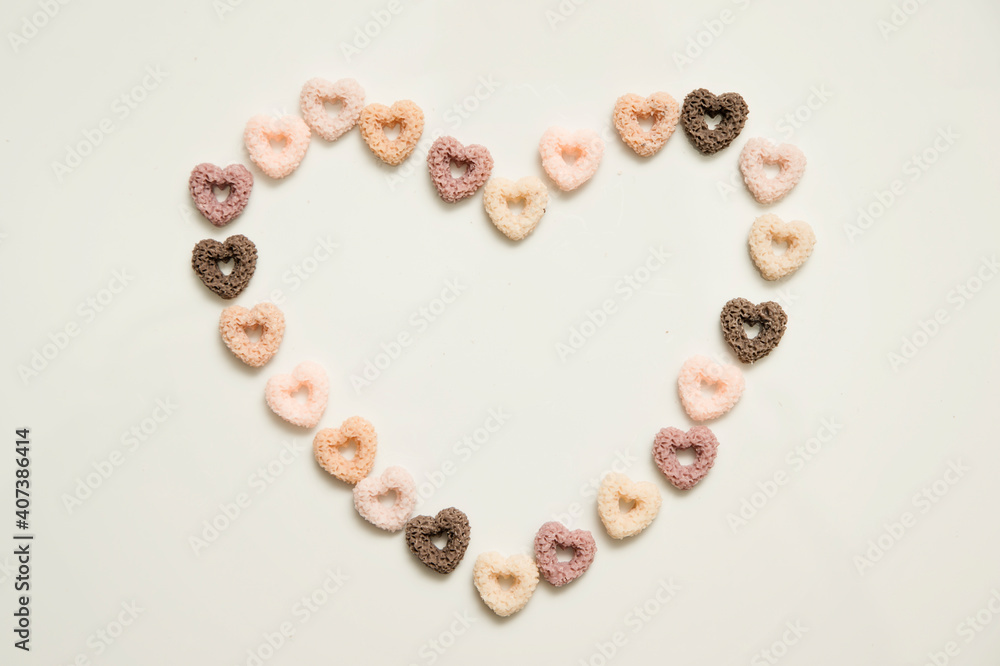 Heart shape breakfast cereals. Hand made Natural soy wax decoration. Valentine's Day theme. True love symbolism. Creative idea. Warm greetings. Heart shape breakfast cereals. Hand made Natural soy wax decoration. Valentine's Day theme. True love symbolism. Creative idea. Warm greetings.