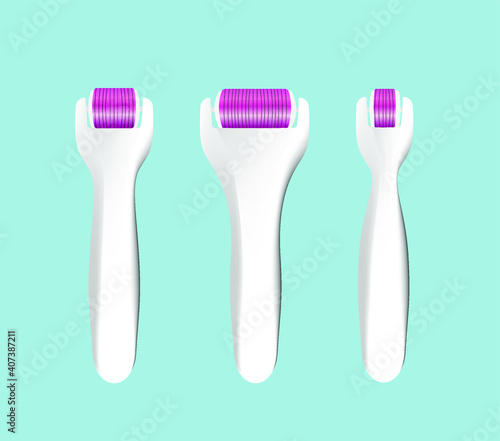 mesoscooter for female beauty. face needles, skin rejuvenation and treatment.Derma Roller Skin Care