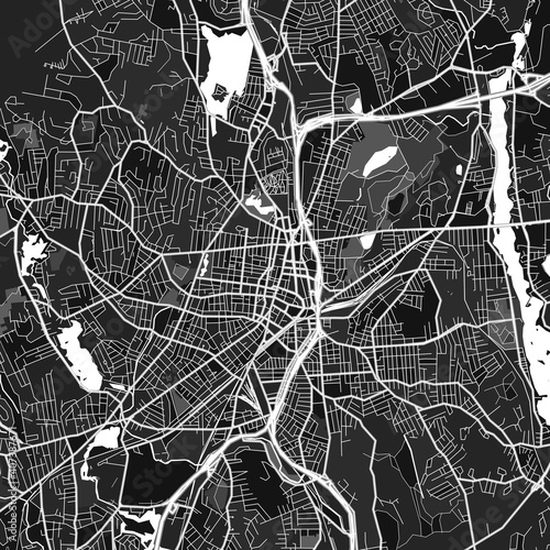 Worcester, UnitedStates dark vector art map