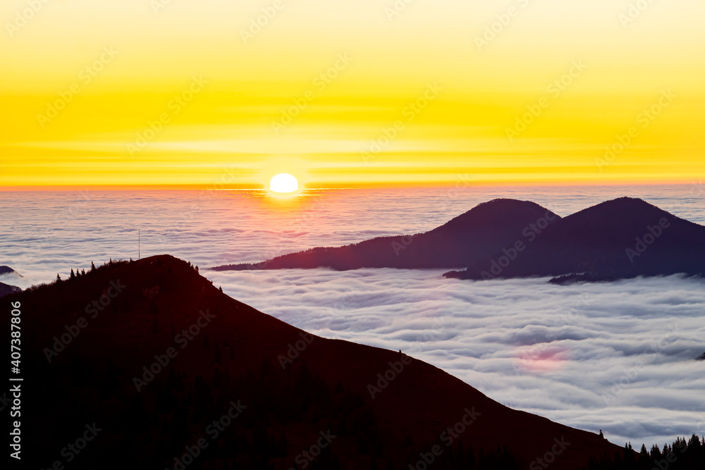 Sea of clouds in the valley morning time