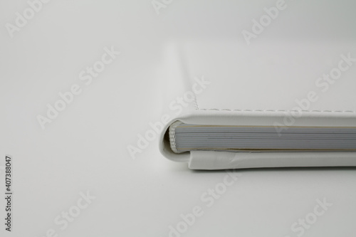 Quadro em tela white wedding photo book from white leather on white background