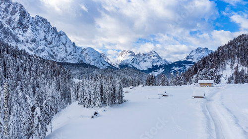 Mountain in the snow. Sappada, Geometries and panoramas from above. © Nicola Simeoni
