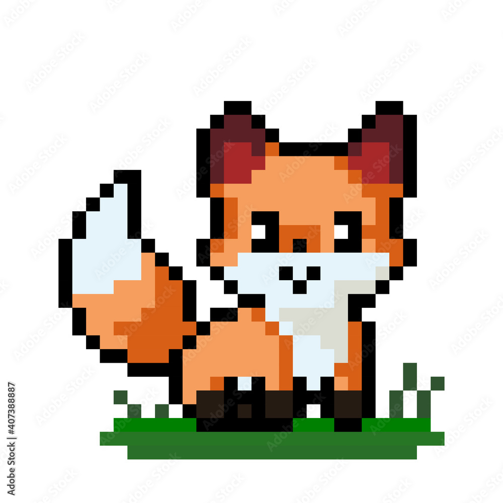 fox pixel image. cross stitch pattern vector illustration.