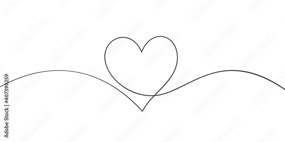 Heart continuous one line drawing, Black and white vector minimalist illustration of love concept made of one line Heart continuous one line drawing, Black and white vector minimalist illustration of love concept made of one line