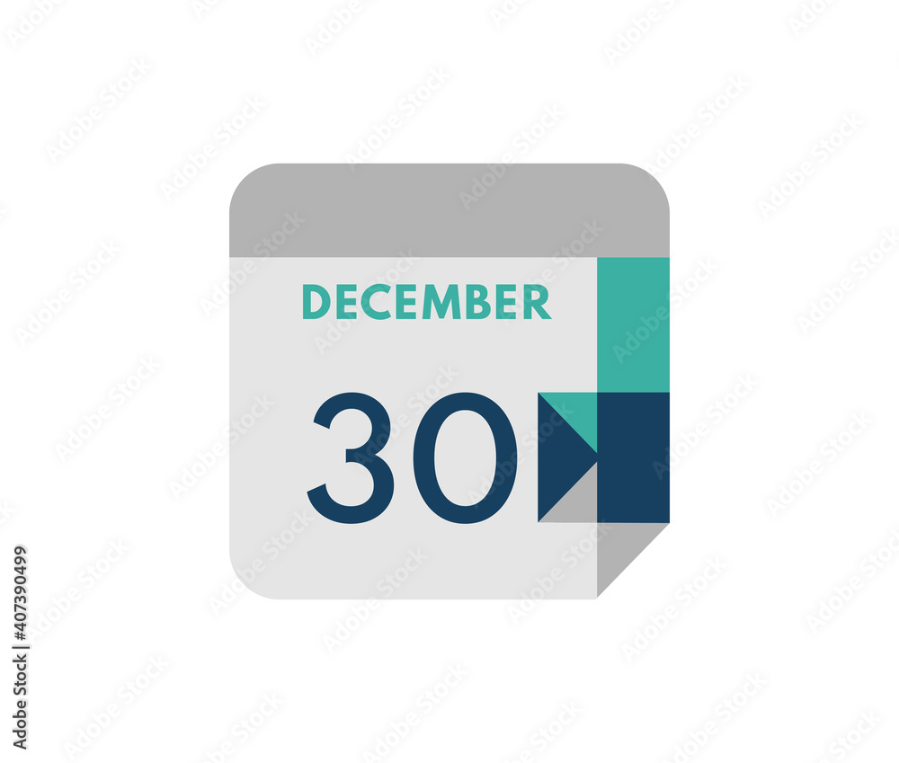 december 30 flat daily calendar date, 30 december Single Day Calendar Icon december 30 flat daily calendar date, 30 december Single Day Calendar Icon