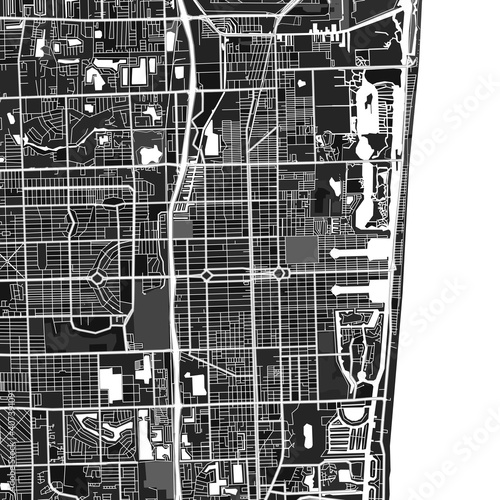 Hollywood, UnitedStates dark vector art map