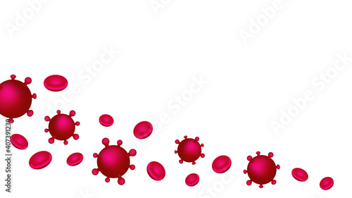 Illustration of coronavirus and blood cells.Medical background