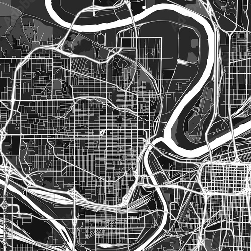 KansasCity, UnitedStates dark vector art map