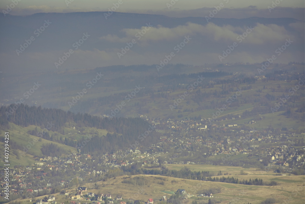 Fototapeta premium Smog in Poland, terrible pollution quality, bad air condition in Europe