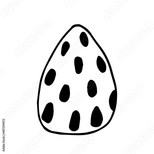 Doodle Easter egg with pattern on white background isolated. Cute egg can be used for stickers, coloring books for children, design, textiles