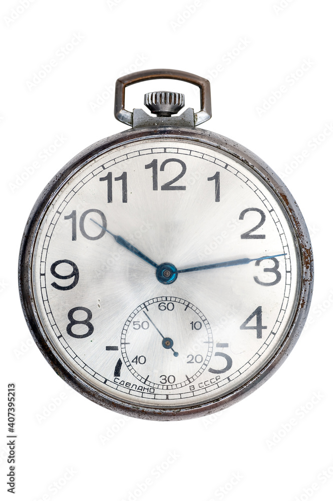 Old USSR pocket watch isolated on white background Old USSR pocket watch isolated on white background