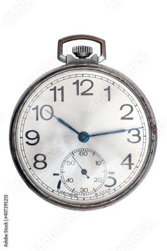 Old USSR pocket watch isolated on white background