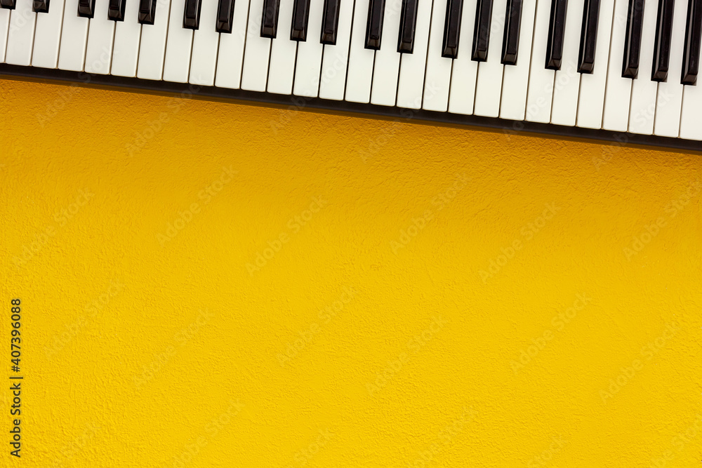 Fototapeta premium Musician work set with synthesizer