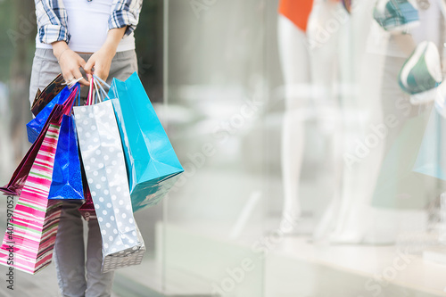 Young attractive woman shopping