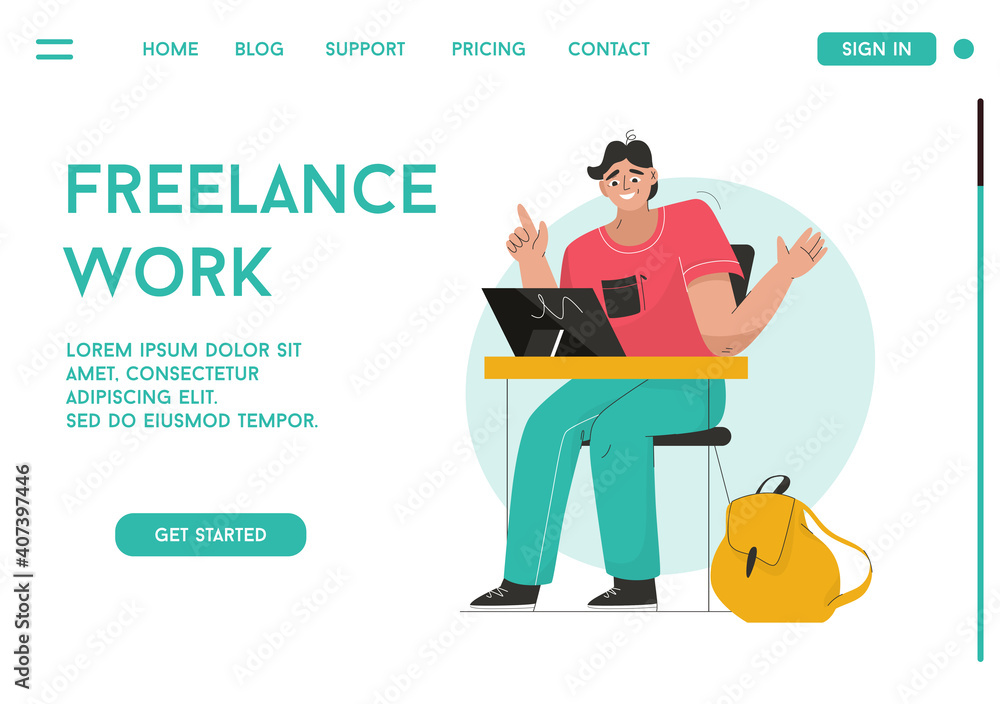 Vector landing page of Freelance Work concept Vector landing page of Freelance Work concept