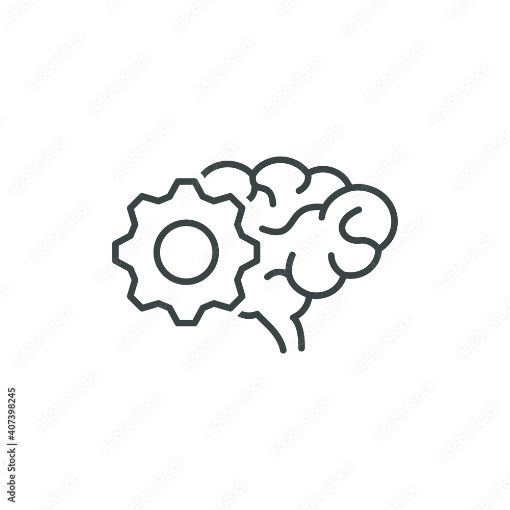 Human brain with gear. Deformity icon concept isolated on white background. Vector illustration Human brain with gear. Deformity icon concept isolated on white background. Vector illustration