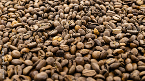 coffee turk among roasted coffee beans