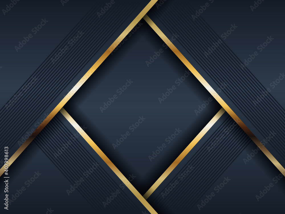 Abstract luxury dark blue and premium golden background. Elegant gold lighting lines silk fabric texture composition Abstract luxury dark blue and premium golden background. Elegant gold lighting lines silk fabric texture composition