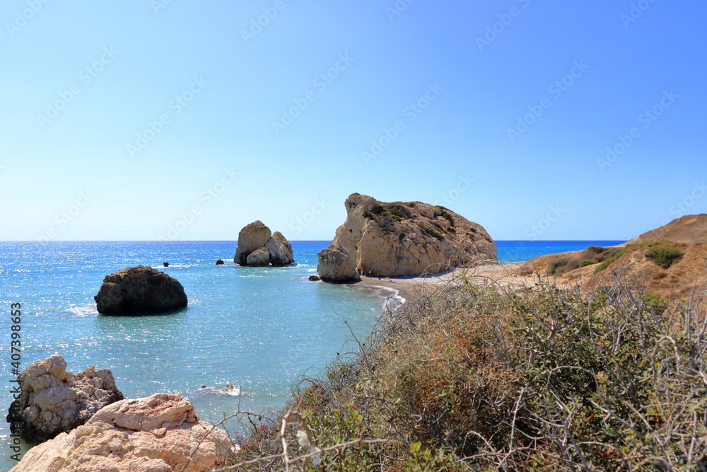 Aphrodite's rock and beach in Cyprus, called Petra tou Romiou Aphrodite's rock and beach in Cyprus, called Petra tou Romiou