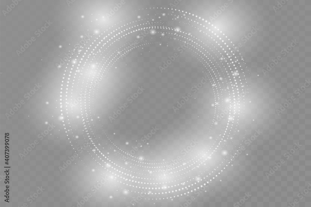 Luxurious fashion silver glitter vector circle frame, glowing light effect. Magical rotating flow of shining stardust sparkles, bright glistening ring swirls illumination for decorative ideas. Luxurious fashion silver glitter vector circle frame, glowing light effect. Magical rotating flow of shining stardust sparkles, bright glistening ring swirls illumination for decorative ideas.