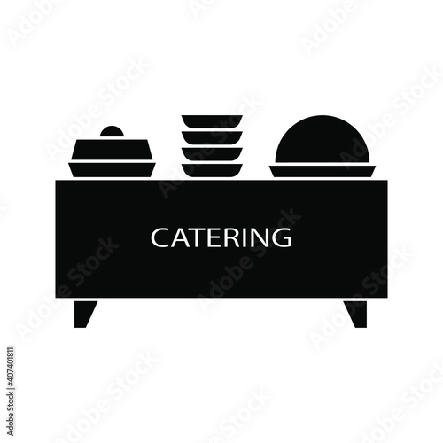 black  thin line  catering  buffet. buffet in rastaurant color  editable