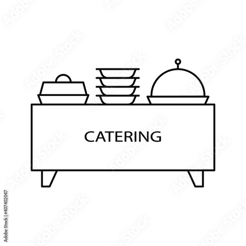 black  thin line  catering  buffet. buffet in rastaurant color  editable