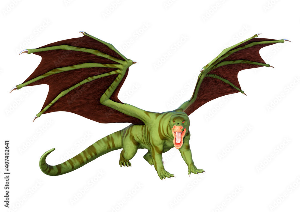 Fototapeta premium 3D Rendering Fairy Tale Dragon on White