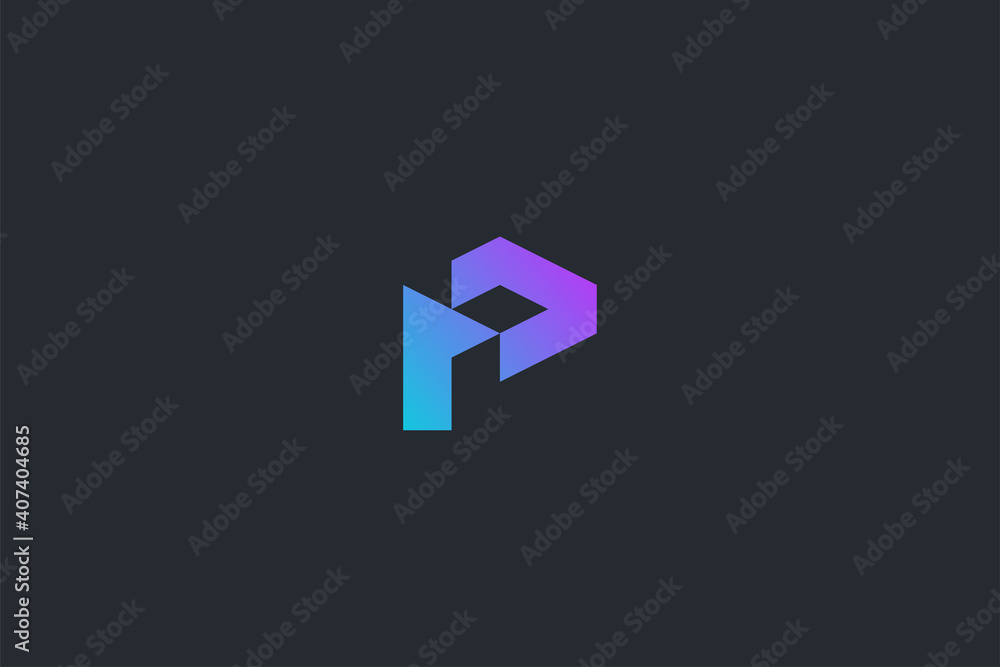 Minimal Modern Technology Abstract Letter P Dark Background Logo Template Minimal Modern Technology Abstract Letter P Dark Background Logo Template