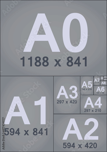 Paper formats sizes. vector illustration