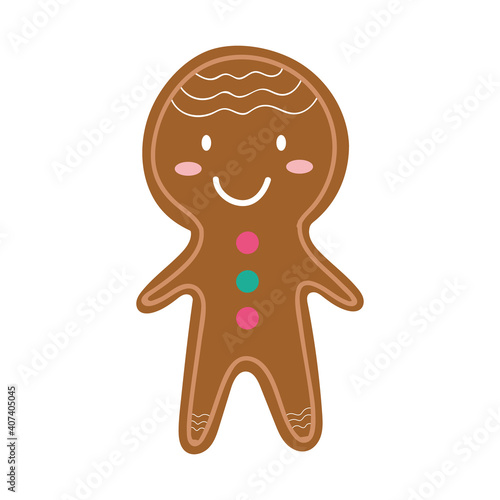 cute ginger man cookie christmas isolated icon