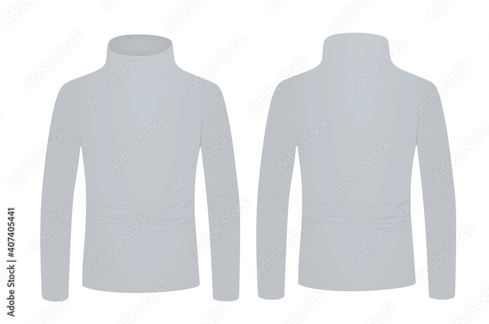 Grey turtle neck long sleeve t shirt. vector illustration