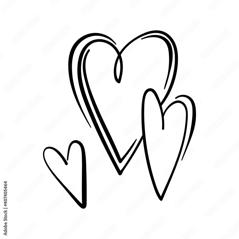 Valentines Day theme doodle Vector icon of heart shape isolated on a white. Hand drawn line illustration Valentines Day theme doodle Vector icon of heart shape isolated on a white. Hand drawn line illustration