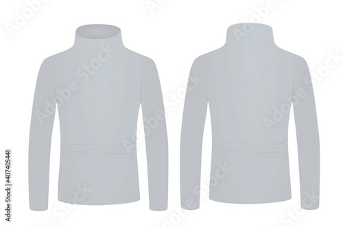 Grey turtle neck long sleeve t shirt. vector illustration