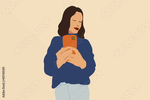 A portrait of calm woman taking a selfie