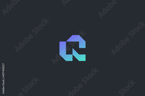 Minimal Modern Technology Abstract Letter Q Dark Background Logo Template