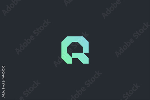 Minimal Modern Technology Abstract Letter Q Dark Background Logo Template