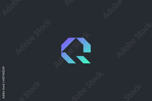 Minimal Modern Technology Abstract Letter Q Dark Background Logo Template