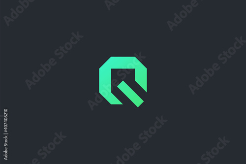 Minimal Modern Technology Abstract Letter Q Dark Background Logo Template