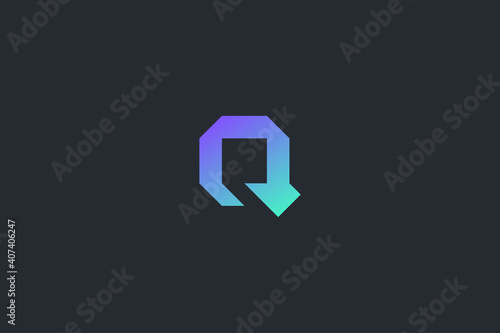 Minimal Modern Technology Abstract Letter Q Dark Background Logo Template
