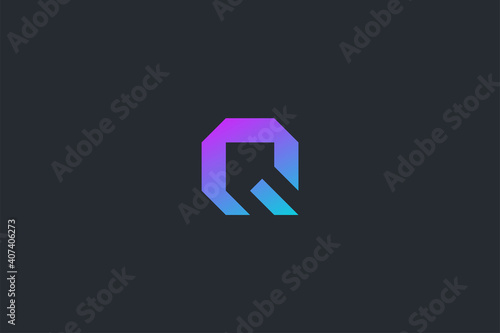Minimal Modern Technology Abstract Letter Q Dark Background Logo Template