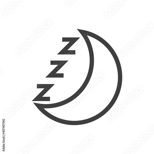 Tiempo de dormir. Logotipo con luna y letras zzz con lineas en color gris