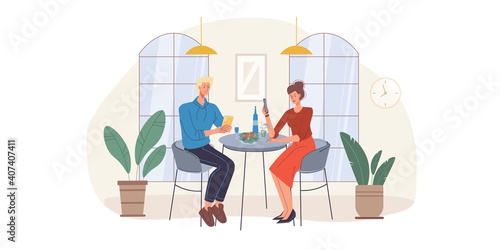 Cartoon flat characters surfing internet outdoor - web chat,social networking service,online education,messenger communication,freelance remote work concept